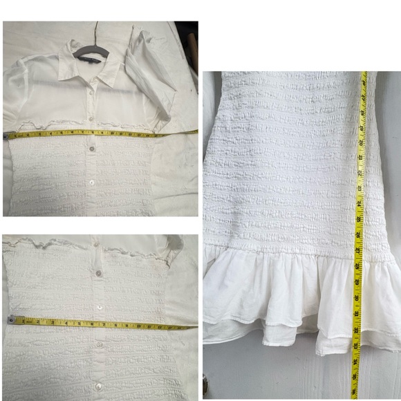 Veronica Beard White Kelsey Ruffled Smocked Mini Dress Size Small - Picture 13 of 14
